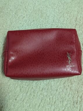 Yves Saint Laurent Red Logo Cosmetic Pouch